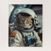 Grijze kat astronaut in de ruimte legpuzzel (Verticaal)