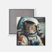 Grijze kat astronaut in de ruimte magneet (Voorkant / Achterkant)