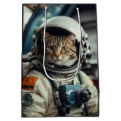 Grijze kat astronaut in de ruimte medium cadeauzakje (Achterkant)