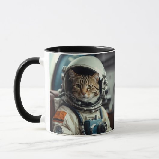 Grijze kat astronaut in de ruimte mok (Links)
