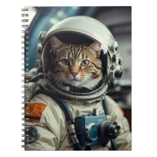 Grijze kat astronaut in de ruimte notitieboek