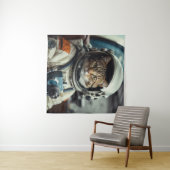 Grijze kat astronaut in de ruimte wandkleed (In Situ (horizontaal))
