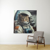 Grijze kat astronaut in de ruimte wandkleed (In situ)