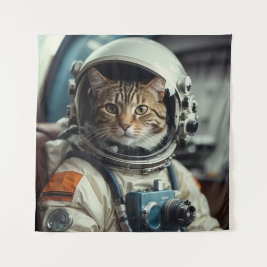 Grijze kat astronaut in de ruimte wandkleed (Voorkant)
