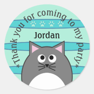 Grijze Kat Bedankt Ronde Sticker