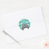 Grijze Kat Bedankt Ronde Sticker (Envelop)