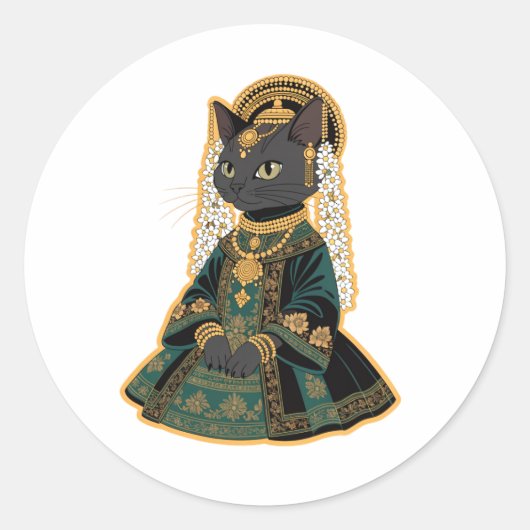 Grijze Kat Bruids Sieraden Sticker (Voorkant)