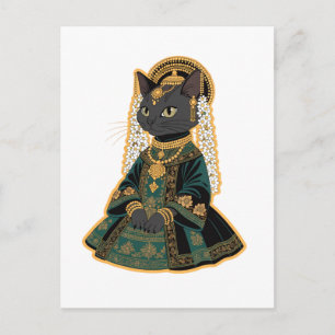 Grijze Kat Bruidsgodin Wenskaart Briefkaart