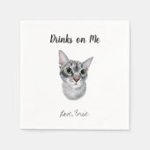 Grijze kat bruiloft cocktail servetten (Voorkant)