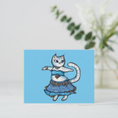 Grijze Kat Buikdanser Briefkaart (Staand voorkant)