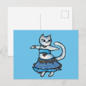 Grijze Kat Buikdanser Briefkaart (Voorkant / Achterkant)