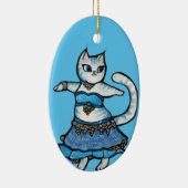 Grijze kat buikdanseres keramisch ornament (Rechts)