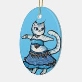 Grijze kat buikdanseres keramisch ornament (Links)