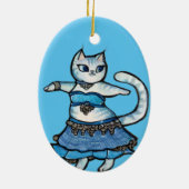 Grijze kat buikdanseres keramisch ornament (Achterkant)