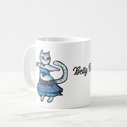 Grijze kat buikdanseres koffiemok (Voorkant links)