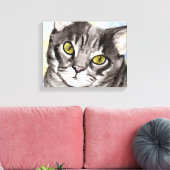 Grijze kat canvas afdruk (Insitu (Woonkamer))