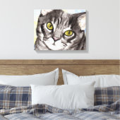 Grijze kat canvas afdruk (Insitu (Slaapkamer))