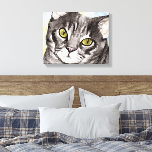 Grijze kat canvas afdruk (Insitu (Slaapkamer))