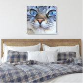 Grijze kat canvas afdruk (Insitu (Slaapkamer))