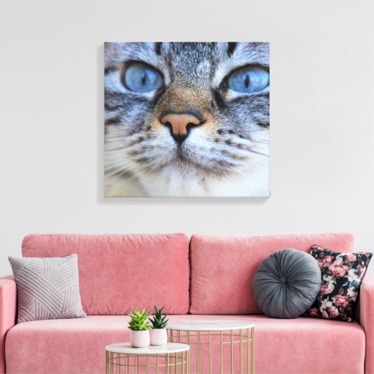 Grijze kat canvas afdruk (Insitu (Woonkamer))