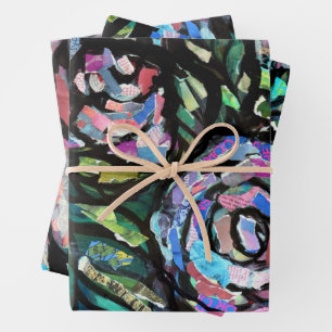 Grijze Kat Collage Art Kitty Katten Collages Inpakpapier Vel