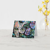 Grijze Kat Collage Art Kitty Katten Collages Kaart (Gele Bloem)
