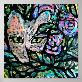 Grijze Kat Collage Art Kitty Katten Collages Poster