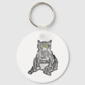 Grijze Kat Designer Ondergoed Gele Ogen Kunst Sleutelhanger (Voorkant)