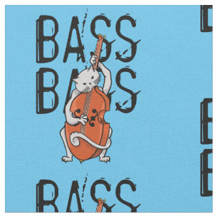 Grijze kat die een dubbele bas of cello speelt stof