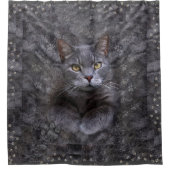 Grijze kat douchegordijn (Voorkant)