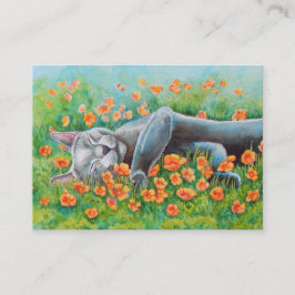 Grijze kat dubbelzijdig ACEO Visitekaartje