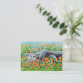 Grijze kat dubbelzijdig ACEO Visitekaartje (Staand voorkant)