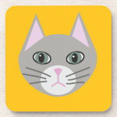 Grijze kat, geel bier onderzetter (Voorkant)