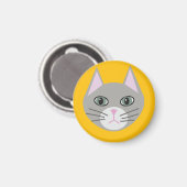 Grijze kat, geel magneet (Voorkant / Achterkant)