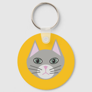 Grijze kat, geel sleutelhanger