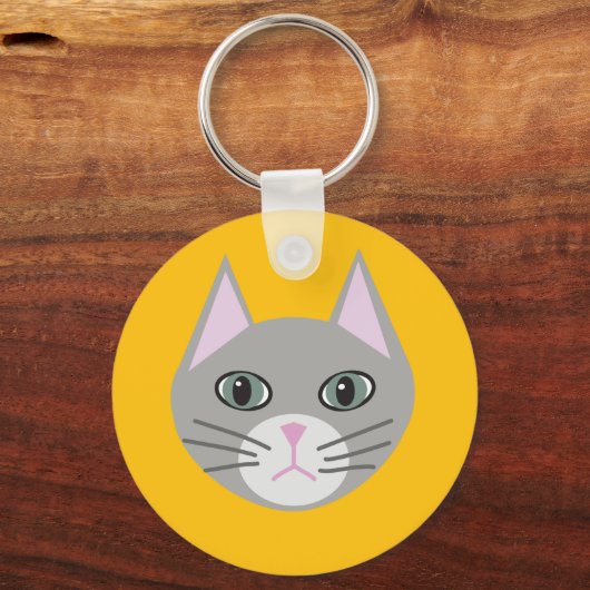 Grijze kat, geel sleutelhanger (Achterkant)