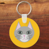 Grijze kat, geel sleutelhanger (Voorkant)