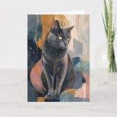 Grijze Kat Gouden Blik Kaart (Voorkant)