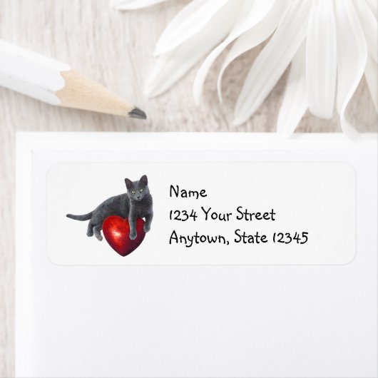 Grijze kat hart retour adres labels (Insitu)