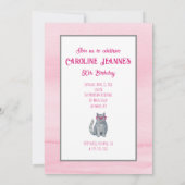 Grijze Kat, Helder Roze, 50 & Fabulous, Leuke Verj Kaart (Achterkant)