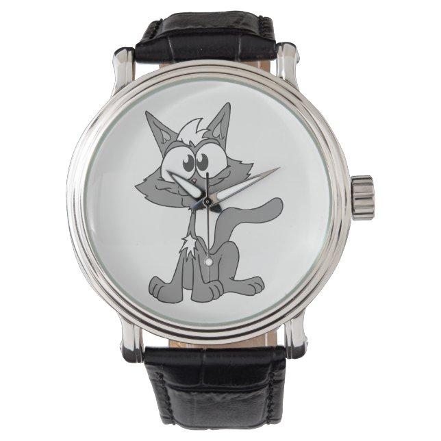 Grijze kat horloge (Voorkant)