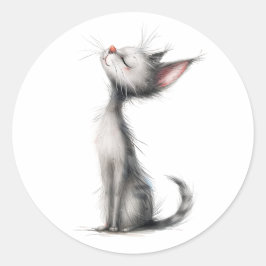 Grijze kat illustratie ronde sticker