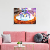 Grijze kat in bad canvas afdruk (Insitu (Woonkamer))