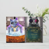 Grijze kat in bad kaart (Staand voorkant)