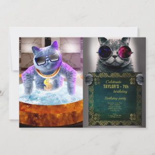 Grijze kat in bad kaart