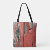 Grijze kat in Barn Hole Tote Bag (Achterkant)