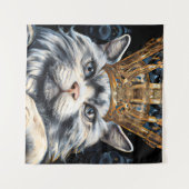 Grijze kat in een kroon wandkleed (Voorkant (horizontaal))