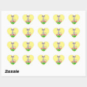 Grijze Kat in Lente Bloemen Hart Sticker (Vel)