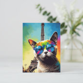 Grijze kat in Parijs Briefkaart (Staand voorkant)