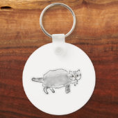 Grijze kat in plastic zak potloodkunst sleutelhanger (Voorkant)